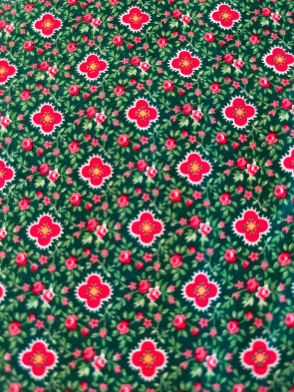 Vintage Green & Red Poppies 8”square Luncheon Napkins